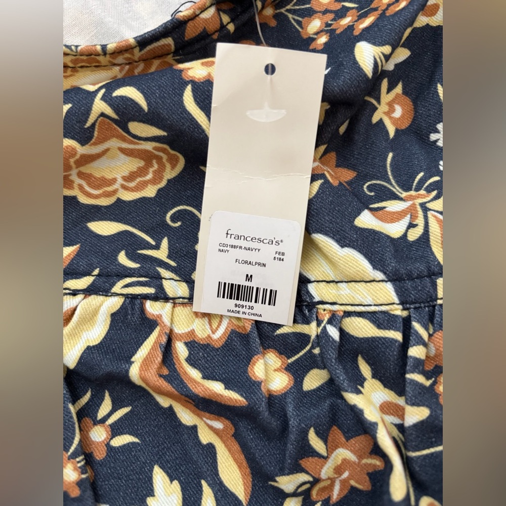 Francesca's Collections Floral Mini Skirt - Navy and Yellow NWT - Picture 10 of 14